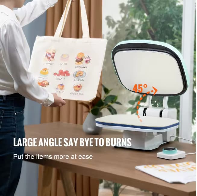 large angle heat press for printing and hotfix